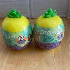 Disney Stitch Collectible Mini Figures in pineapple case set of 2 NWT